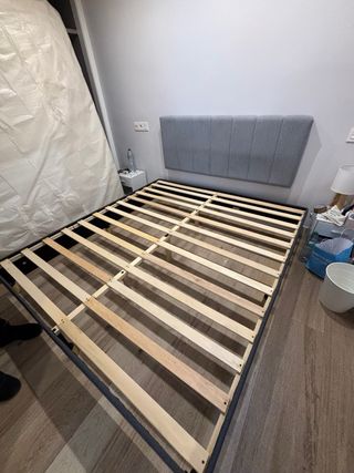 Somier 180x200cm Tela Gris Madera