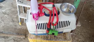 Transportín perro pequeño con comedero y de agua
