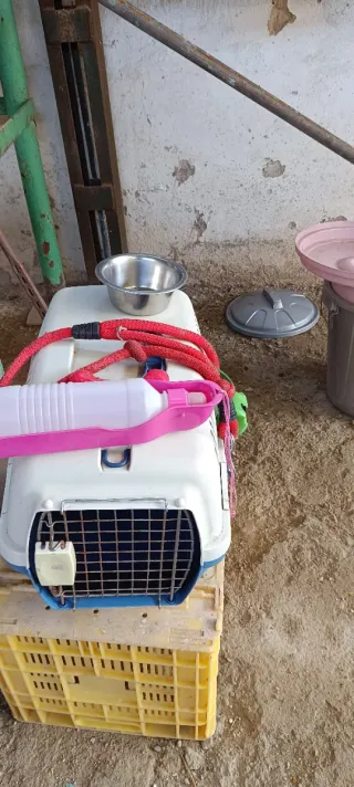 Transportín perro pequeño con comedero y de agua