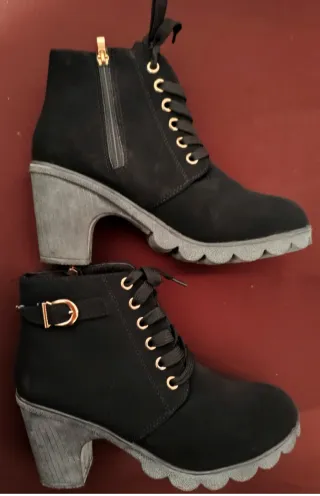Botines negros tacón grueso