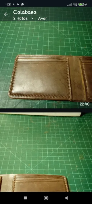 Cartera artesanal cuero ternera engrasada