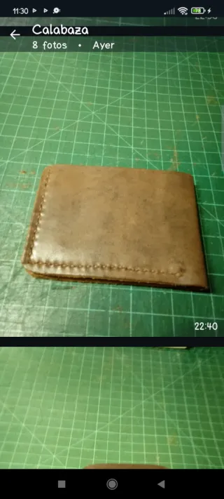 Cartera artesanal cuero ternera engrasada