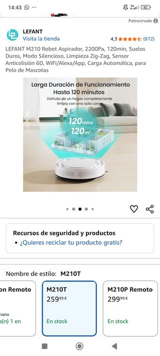 Robot aspirador Lefant M210 sin estrenar