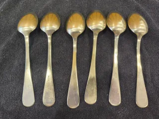 6 Cucharas Antiguas Metal Plateado