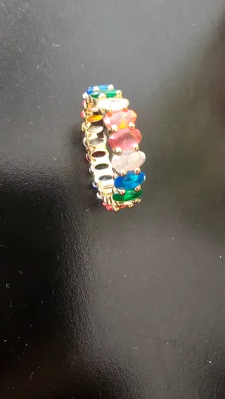 Anillo Oro Multicolor Cristales
