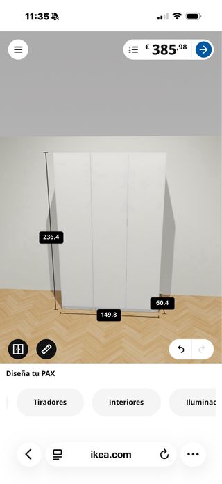 Armario Pax Ikea 2 módulos interiores