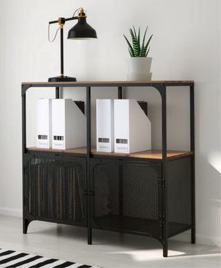 Estantería Metálica y Madera Negra