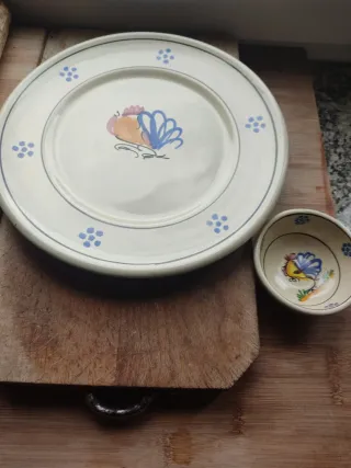 Piatto e ciotola ceramica gallo