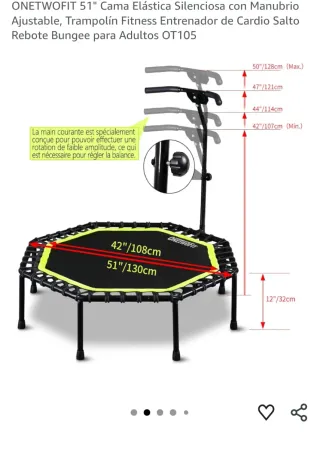 Cama Elástica ONETWOFIT 51. Trampolín fitness.