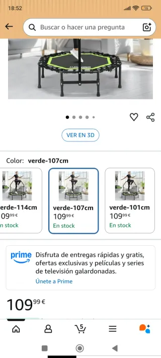 Cama Elástica ONETWOFIT 51. Trampolín fitness.