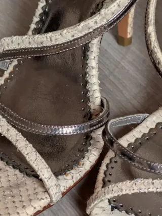 Sandalias LODI piel serpiente beige/plata