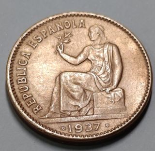 Moneda 50 céntimos 1937 cobre fallo troquel
