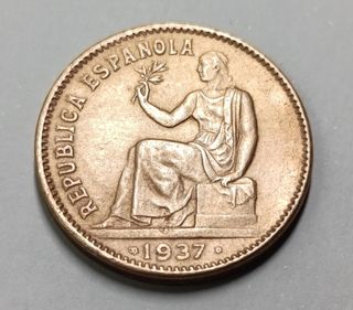Moneda 50 céntimos 1937 cobre fallo troquel
