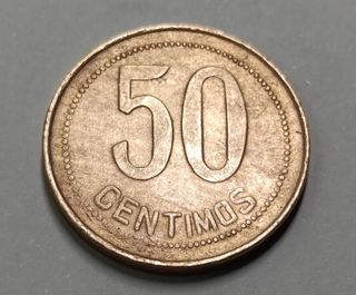 Moneda 50 céntimos 1937 cobre fallo troquel