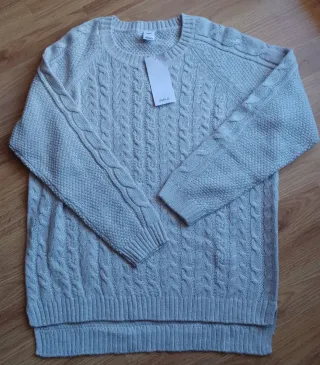 Jersey fino de mujer, gris claro, con etiquetas