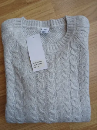 Jersey fino de mujer, gris claro, con etiquetas