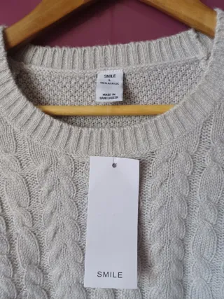 Jersey fino de mujer, gris claro, con etiquetas