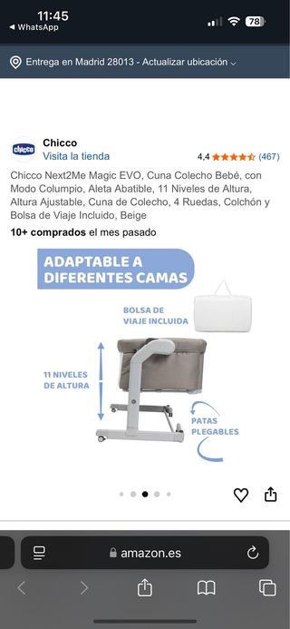 Culla a contatto Chicco Next2Me Magic EVO Beige