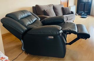 Poltrona Relax Elettrica in Pelle Sintetica Grigio Scuro