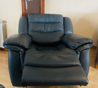 Poltrona Relax Elettrica in Pelle Sintetica Grigio Scuro