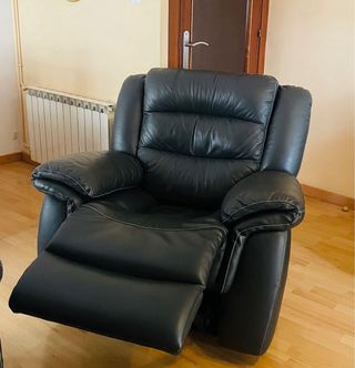 Poltrona Relax Elettrica in Pelle Sintetica Grigio Scuro