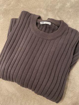 Jersey Zara Hombre Gris Talla M