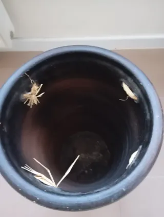 Jarrón Cerámico Alto Beige y Marrón