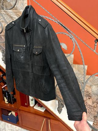 Giacca in vera pelle vintage nera