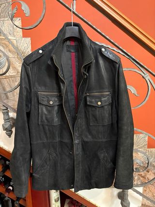 Giacca in vera pelle vintage nera