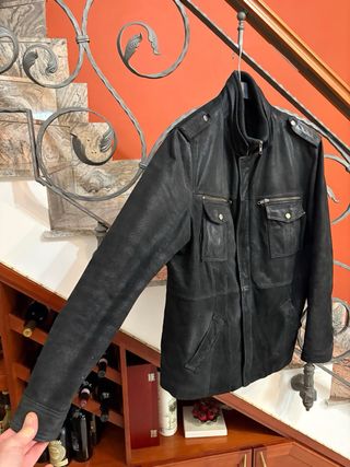 Giacca in vera pelle vintage nera