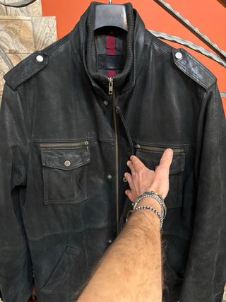 Giacca in vera pelle vintage nera