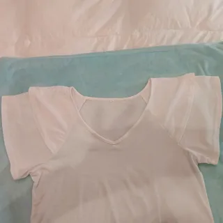 Camiseta blanca volantes manga corta Talla L