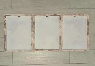 Set 3 Quadri Tela 30x40cm Mappa Mondo Beige Grigio