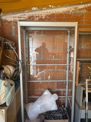 Vitrina de cristal y madera y mostrador