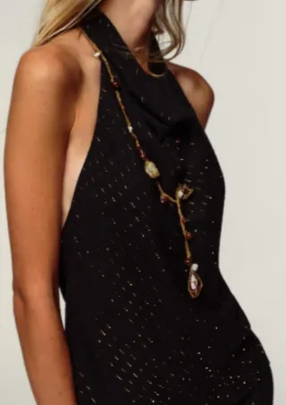 Top Zara Hilo Metalizado Negro Talla XL