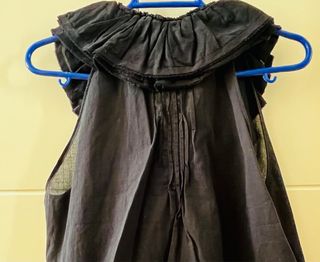 Top Zara Volantes Negro Talla S