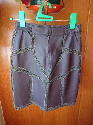 Minifalda cuero marrón T38/40