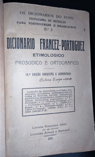 Dicionário do Povo Francez- Portuguez de 1921