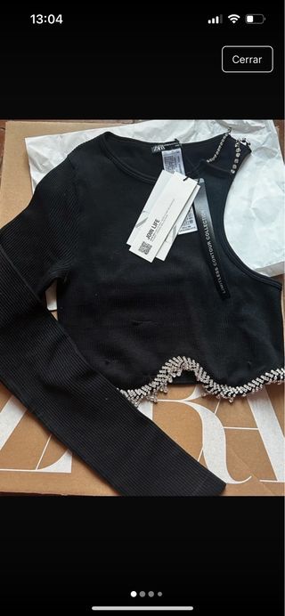 Top Asimétrico Zara Brillos