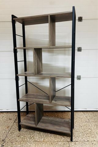 Mesa estudio industrial con 2 estanterías