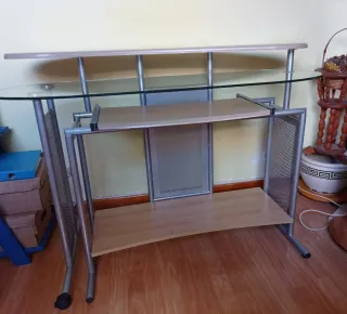 Mesa escritorio madera y cristal abatible