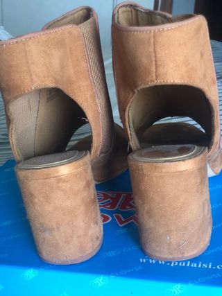 Botín Sandalia Tacón Marrón