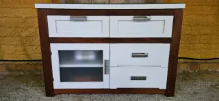 Mueble TV madera y cristal