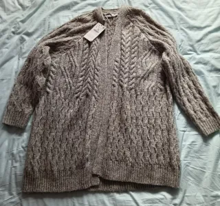 Abrigo Zara punto trenzado, con etiqueta, talla l,