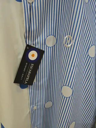 Camisa lunares y rayas azul y blanco