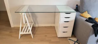 Mesa Escritorio IKEA Cristal Cajonera ALEX Blanca