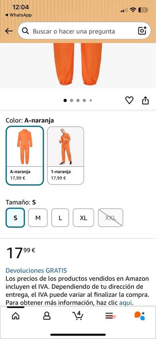Disfraz Prisionero D.O.C. Talla S