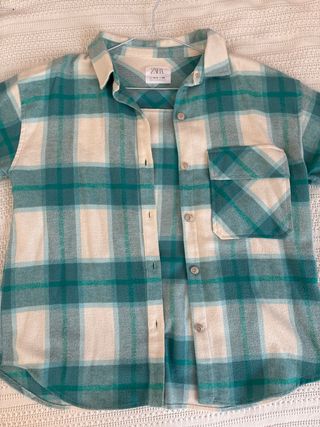Sobrecamisa Zara cuadros turquesa Talla 13/14