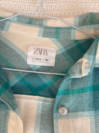 Sobrecamisa Zara cuadros turquesa Talla 13/14