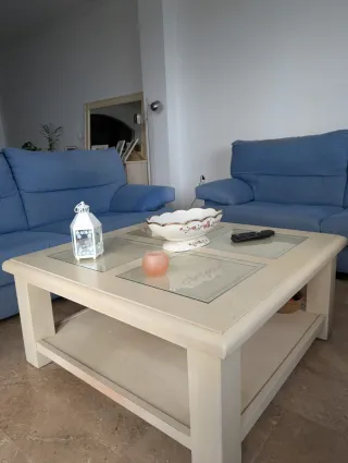 Mesa de centro salón madera y cristal